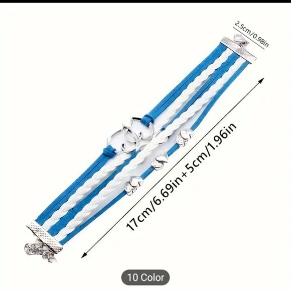 Women's bracelet leather unicorn braided new d59 - Picture 2 of 2